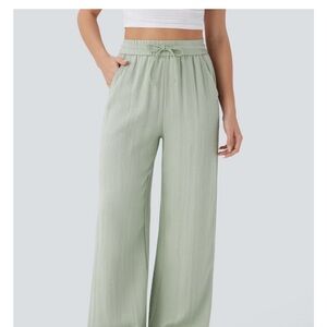 HALARA NWT Wide Leg Drawstring Pants in Sage Green